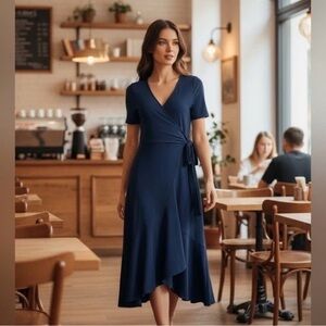 NWT! Land’s End navy Wrap Dress - size XS